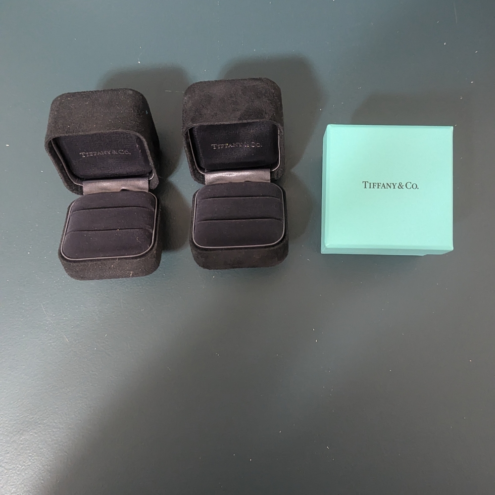 Tiffany & Co. Black Velvet Ring Boxes with Blue Box